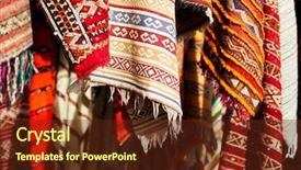  Presentation with moroccan - Colorful slide set enhanced with oriental craft - moroccan carpets in a street backdrop and a tawny brown colored foreground