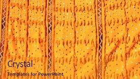  Presentation with yellow color - Colorful PPT theme enhanced with oriental craft - texture of berber traditional carpet backdrop and a gold colored foreground