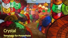  Presentation with traditional craft - Theme featuring oriental craft - traditional burmese umbrellas shop exhibition background and a tawny brown colored foreground