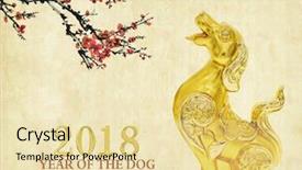  Presentation with good luck - Beautiful presentation theme featuring oriental craft - traditional china golden dog backdrop and a blonde colored foreground