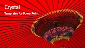  Presentation with traditional japan - Colorful presentation theme enhanced with oriental craft - traditional umbrella of japan backdrop and a crimson colored foreground