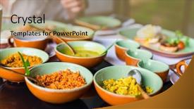  Presentation with curry - PPT theme consisting of table with sri lanka background and a coral colored foreground