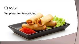  Presentation with fried chicken - Beautiful slides featuring fried spring rolls on black backdrop and a white colored foreground