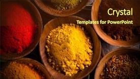  Presentation with herbs - PPT theme enhanced with oriental food - assorted spices with fresh herbs background and a tawny brown colored foreground
