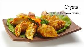  Presentation with seafood - Audience pleasing presentation theme consisting of oriental food - japanese cuisine - pork backdrop and a white colored foreground