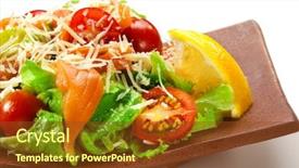  Presentation with salad - PPT layouts consisting of oriental food - japanese cuisine - salad made background and a tawny brown colored foreground