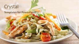  Presentation with food chicken - Audience pleasing PPT layouts consisting of oriental food - noodles and chicken or turkey backdrop and a lemonade colored foreground