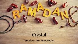  Presentation with ramadan - Slide deck enhanced with oriental food - ramadan word with wooden letters background and a coral colored foreground