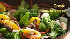  Presentation with closeup of bees flying - Presentation design with oriental food - wok stir fry closeup background and a wine colored foreground