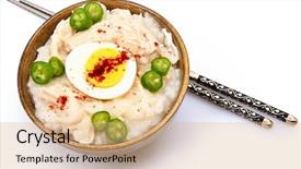  Presentation with japanese korean yakiniku barbecue style - Presentation design having oriental food free - american korean style dukjuk chicken background and a coral colored foreground