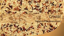  Presentation with brown rice - Colorful presentation enhanced with digital marketing advertising commercial word backdrop and a ocean colored foreground