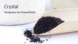  Presentation with nutrients - Beautiful theme featuring oriental herbal nutrients - close up dried tea leaves backdrop and a white colored foreground