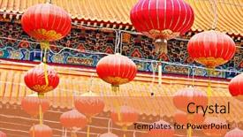  Presentation with lanterns - Presentation theme enhanced with oriental lanterns for asian temple background and a gold colored foreground