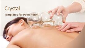  Presentation with acupuncture - Colorful theme enhanced with oriental medicine - acupuncture therapist removing a fire backdrop and a cream colored foreground