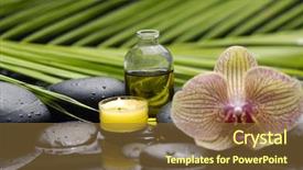  Presentation with palm oil - Presentation theme having oriental medicine - bottle of essential oil background and a tawny brown colored foreground