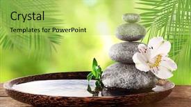  Presentation with stones - Beautiful PPT theme featuring oriental medicine - composition with spa stones backdrop and a yellow colored foreground