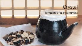  Presentation with oriental medicine - Colorful PPT theme enhanced with oriental medicine medical equipment backdrop and a lemonade colored foreground