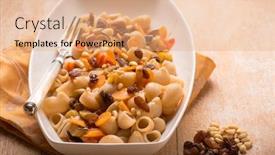  Presentation with grape - Cool new slide set with oriental-pasta-with-dried-grape backdrop and a coral colored foreground