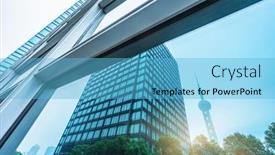  Presentation with glass tower - Slide deck consisting of oriental pearl tower reflected on glass background and a light blue colored foreground