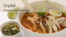  Presentation with chili - Slides enhanced with oriental spicy curry laksa soup background and a lemonade colored foreground