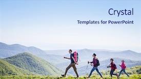  Presentation with hiking - Slide deck featuring orienteering - family with two kids have background and a sky blue colored foreground