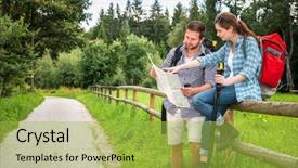  Presentation with hike forest - Beautiful presentation featuring orienteering - happy couple going backdrop and a yellow colored foreground