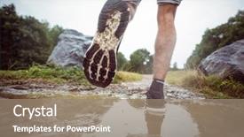 Presentation with leading through motivation - Audience pleasing PPT layouts consisting of orienteering - man jogging through muddy puddles backdrop and a  colored foreground
