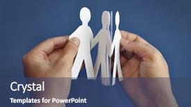  Presentation with people hold hand around globe - Presentation theme enhanced with origami - paper people hand background and a ocean colored foreground