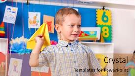  Presentation with filipino child playing - Cool new theme with origami airplane in primary school backdrop and a coral colored foreground