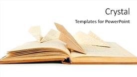  Presentation with feather and old book - Presentation theme having origami airplanes on old book background and a white colored foreground