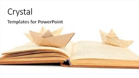  Presentation with old book - Amazing theme having origami boat on old book backdrop and a white colored foreground