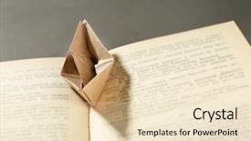  Presentation with old book - Audience pleasing PPT layouts consisting of origami boat on old book backdrop and a lemonade colored foreground