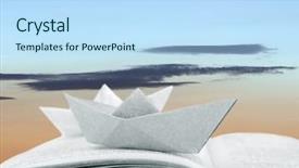  Presentation with boats - Beautiful presentation theme featuring origami boats on book backdrop and a  colored foreground
