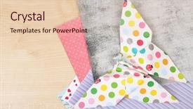  Presentation with test exam papers - Colorful slide set enhanced with origami butterfly and color papers backdrop and a lemonade colored foreground