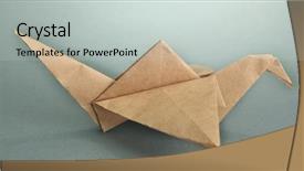  Presentation with origami crane - Cool new slides with origami crane on grey background backdrop and a  colored foreground