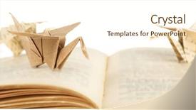  Presentation with old book - PPT theme enhanced with origami cranes on old book background and a cream colored foreground