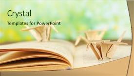  Presentation with old book - Colorful theme enhanced with origami cranes on old book backdrop and a soft green colored foreground