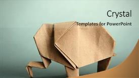  Presentation with elephant - PPT theme featuring origami elephant on grey background background and a  colored foreground