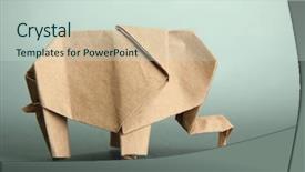  Presentation with grey change the job - Slide set having origami elephant on grey background background and a  colored foreground