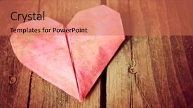  Presentation with vintage paper - Colorful slide deck enhanced with origami heart on a wood backdrop and a coral colored foreground