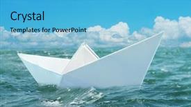  Presentation with floating - Colorful PPT theme enhanced with origami paper boat floating backdrop and a light blue colored foreground