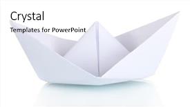  Presentation with boat - Beautiful PPT theme featuring origami paper boat isolated backdrop and a white colored foreground