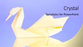  Presentation with facet brilliant diamonds on blue - Cool new PPT theme with origami paper swan on blue backdrop and a light blue colored foreground