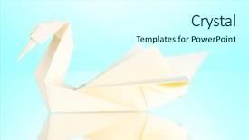  Presentation with free - Amazing PPT theme having origami paper swan on blue backdrop and a cool aqua colored foreground