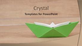  Presentation with sailboat - Audience pleasing presentation theme consisting of origami-sailboat-on-wood-background backdrop and a coral colored foreground