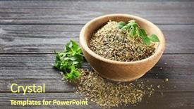  Presentation with oregano - PPT theme enhanced with origan - bowl with dried oregano background and a tawny brown colored foreground