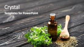  Presentation with oregano - PPT layouts enhanced with origan - glass bottle with oregano oil background and a gray colored foreground