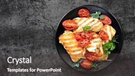  Presentation with slate - PPT layouts with origan - halloumi cheese grilled with roasted background and a dark gray colored foreground