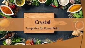  Presentation with herbs - Theme featuring origan - herbs and spices over black background and a gold colored foreground