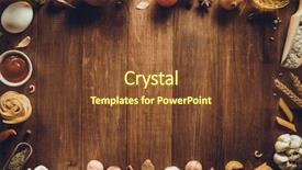  Presentation with herb - Colorful presentation theme enhanced with origan - spice and herb on wooden backdrop and a tawny brown colored foreground